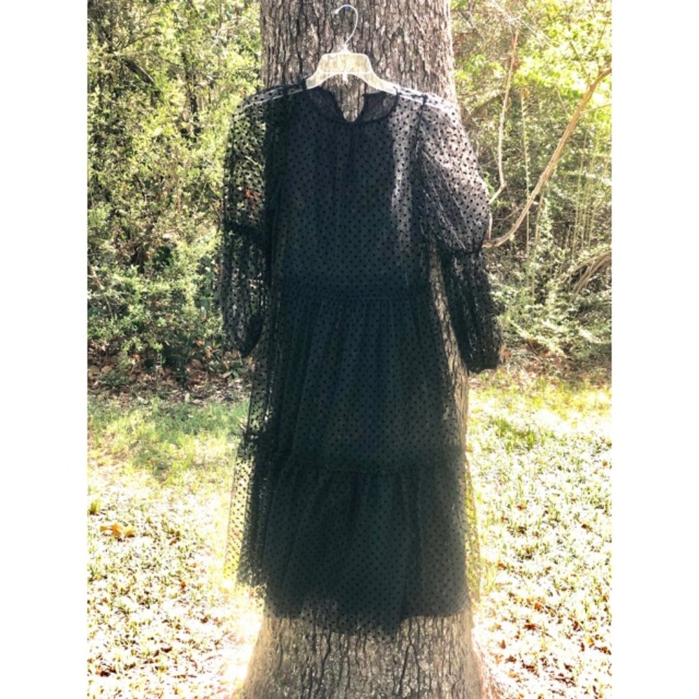 See Through Goth Hippy Puffy Sleeved polka dot lon